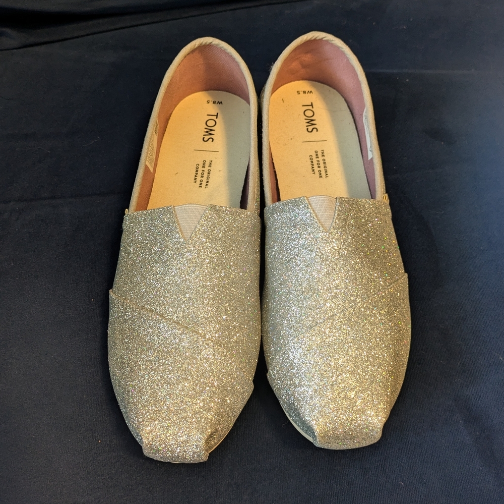TOMS Silver Glitter 8.5 Womens